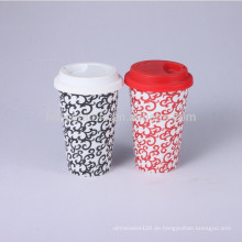 Keramik-Kaffeetasse Gummi-Deckel, Reisebecher mit Silikon-Deckel